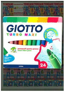01 PZ , 24 PENNARELLI PUNTA GROSSA, LAVABILI ,GIOTTO , FILA , COLORI VIVACI - Imagen 1 de 1