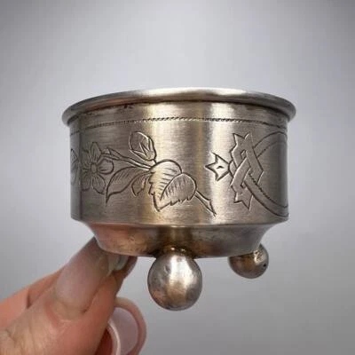 19º Original Antiguo Imperial Ruso Plata 84 Grabado Cuenco Salero 24.7g Foto 1 de 4