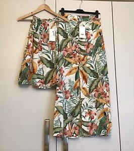 Warehouse Parrot Tropical Floral Maxi Skirt & Cami Top Size 10-12 BNWT 💕💕