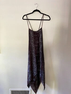 Vestido asimétrico de colección años 90 negro y rojo brillante floral hadas gótico caprichoso S Foto 1 de 4