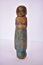 Antique Wooden Primitive Doll Hand Crafted Folk Art Statue Figurine Indian Ar"59