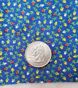 VTG Ditsy Floral CALICO Blue Floral Cottagecore "Like" Cranston 1.25Y 70s 80s - Picture 1 of 7