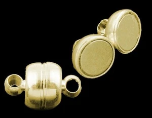 50 GOLD Plated MAGNETIC CLASPS ~ 11x7mm Barrel ~ Drum shape  STRONG Magnets! - Picture 1 of 3