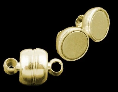 50 GOLD Plated MAGNETIC CLASPS ~ 11x7mm Barrel ~ Drum shape  STRONG Magnets! - Image 1 of 3