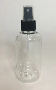 Empty 100ml PET Clear Plastic Boston Bottle And Black Atomiser Spray ANY AMOUNT - Picture 1 of 1