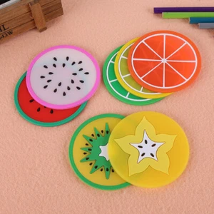 6PCS Fruit Coaster Set  Silicone Cup Drinks Holder Mat Tableware Round Placemat - Picture 1 of 9