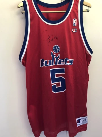 Washington Bullets NBA CHAMPION Jersey Autograph Juwan Howard #5 Sz 48 Cover