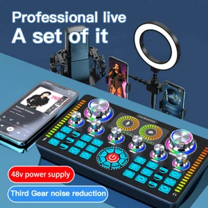 Bluetooth Sound Mixer Audio Sound Card Mixer Board Live Streaming Voice Changer - Picture 1 of 22