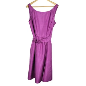 NWT Ann Taylor Women's Celebrations Silk Dupioni Purple Belted Dress Size 14 - Picture 1 of 17