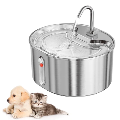 108oz/3.2L stainless steel fountain water dispenser, suitable for cats and pets - Image 1 of 4