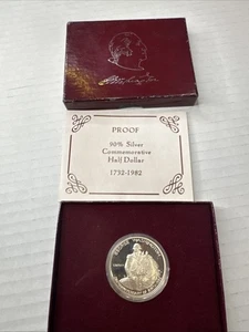Medio dólar conmemorativo de plata 90 % George Washington prueba 1982-S con certificado de autenticidad - Imagen 1 de 5
