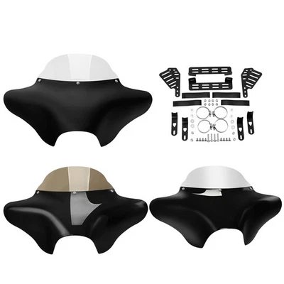 Fit For Harley Yamaha Honda Motorcycle Front Batwing Fairing Windshield /Bracket - Изображение 1 из 2