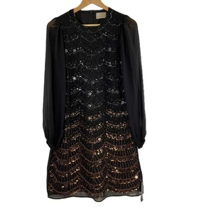 Jenny Packham No.1 Black Fully Beaded Sheer Sleeve Party Dress UK 10 NWT - Picture 1 of 8