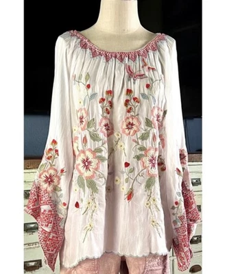 JOHNNY WAS 🌹 BLUSA FLORAL BORDADA Top Túnica Camisa TALLA: XXL Foto 1 de 4