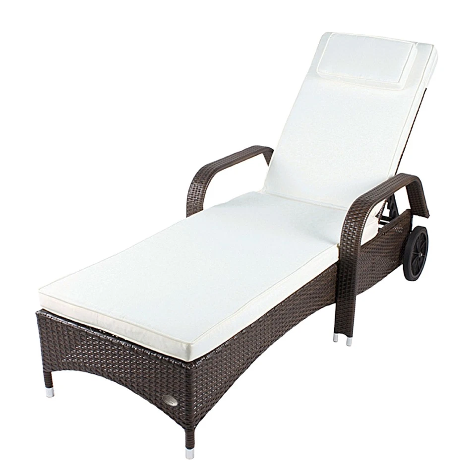 RS TRADE Sonnenliege Gartenliege Liege Liegestuhl Relaxliege Polyrattan Rattan Balkon
