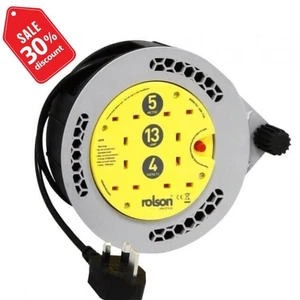 5 Meter 13A Verlängerung 4 Buchsen Kassettenspule Leitung Thermo Überlastschutz - Bild 1 von 1