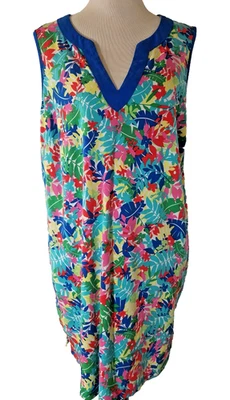 Lands End Dress Women’s Plus Size 1X Tropical Floral V-Neck Sleeveless Tank 3758 - Image 1 of 4
