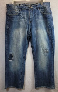 Carbon Black Jeans Damen 34 Distressed Cut-Off Blau Medium Wash Baumwollmischung - Bild 1 von 11