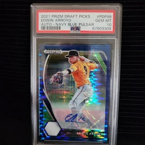 2021 Panini Prizm Draft Picks Edwin Arroyo #PDP48 Blue Pulsar Auto /5 PSA 10! - Picture 1 of 3