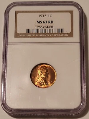 NGC 1937 Lincoln Wheat Cent MS67 RED - Image 1 of 4