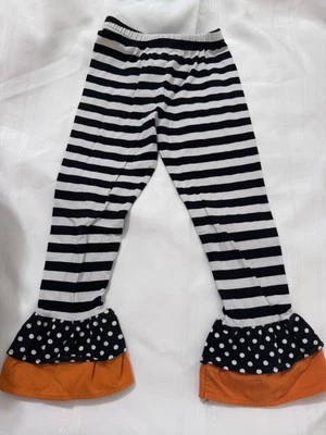 Emily Rose Girls Size 6 Black White Pants With Ankle Ruffle  - Image 1 of 4