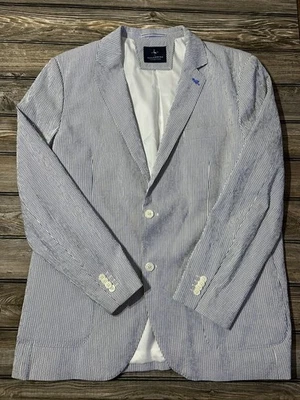 Blazer Abrigo Deportivo Tailorbyrd Para Hombres 46L Seersucker Azul Rayas Algodón Informal ¡EXCELENTE ESTADO USADO! Foto 1 de 4