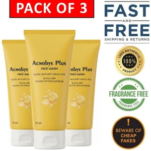 Acnobye Plus Face Wash Infused Vitamin E and Charcoal | 70ml ( Pack Of 3 ) USA - Picture 1 of 10