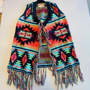 Powder River Outfitters by Panhandle Pullover Weste Damen Medium Azteken Strick Fransen - Bild 1 von 8