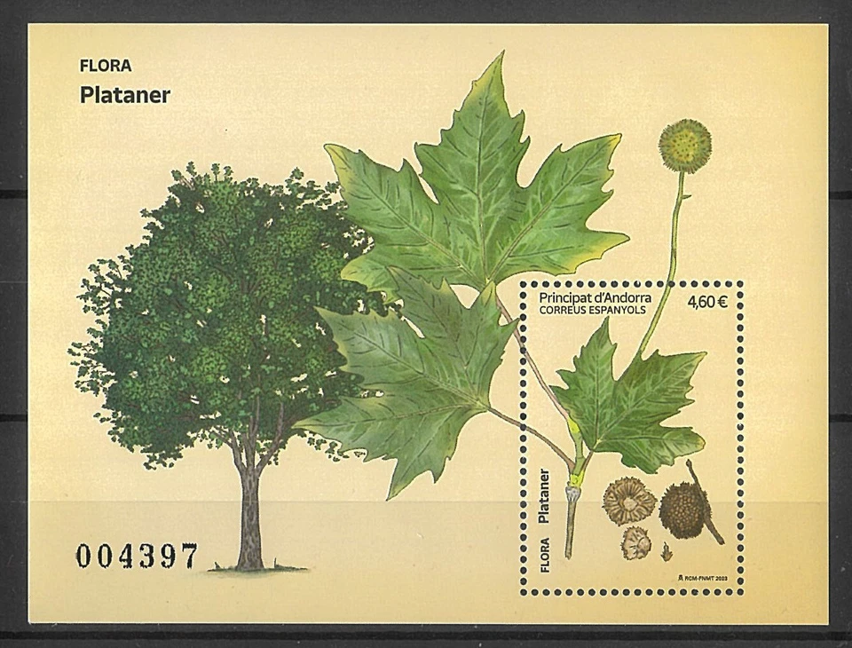 Spanish Andorra 2023 Plane Tree Mini Sheet MUH - Image 1 of 1