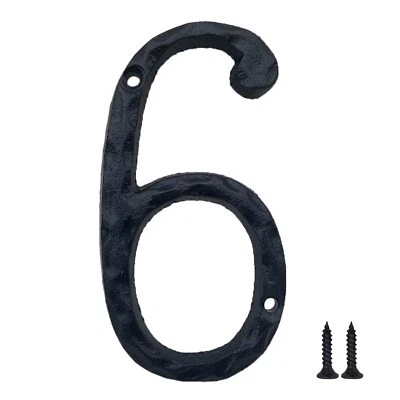 5.6 Inch Cast Iron Hammered Mailbox Numbers Home Address Number 6 - Image 1 of 4