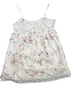 Vtg Victoria's Secret Gold Label Large Floral Coquette Babydoll Top Lace Sheer - Picture 1 of 10