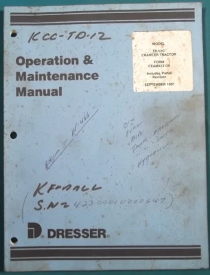LIBRO MANUAL DE OPERACIÓN Y MANTENIMIENTO TRACTOR SOBRE ORUGAS DRESSER TD-12C Foto 1 de 4