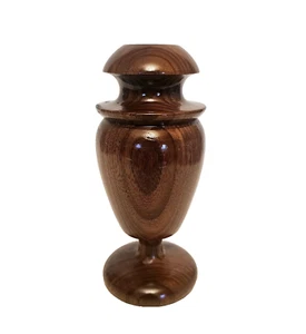 Vintage Trentham Woodcraft Turned Walnut Wood Taper Candleholder 6" tall - Picture 1 of 5