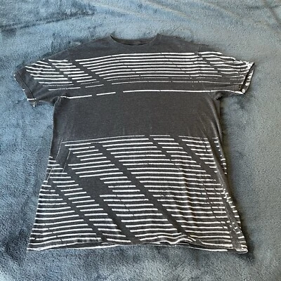 Hawk Men’s Short Sleeve Black/White Striped T-Shirt Large - Image 1 of 4