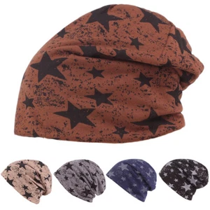 Men Classic Cotton Beanie Star Hat Slouchy Ski Oversize Baggy Warm Summer Cap - Picture 1 of 7