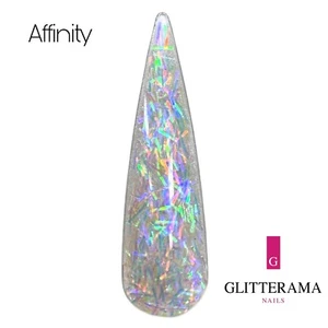 AFFINITY Glitterama Uñas Acrílico Brillo Polvo Iridiscente Plata Oropel Blanco - Imagen 1 de 1