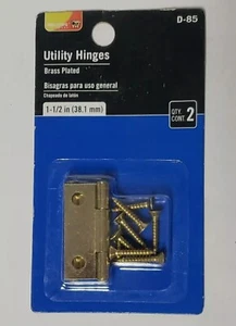 Bulldog Hardware 1- 1/2" Utility Hinge, Brass Plated, 2pk, D-85 - Picture 1 of 2