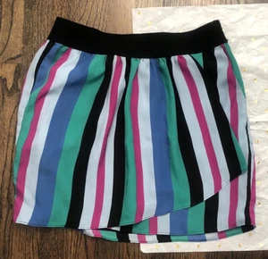 bcbg generation stripe skirt black blue green purple Small - Picture 1 of 8