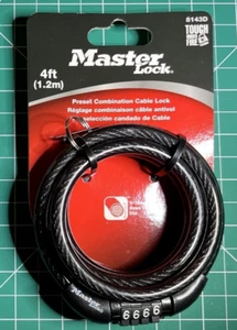 Master Lock 8143D Fahrradschloss Kabelschloss mit Kombination 4 Fuß Preset Combo NEU - Bild 1 von 4