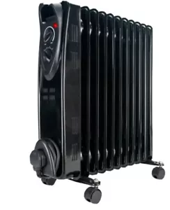 Portable 9 Fin 2000w Electric OIL FILLED RADIATOR Heater With Timer & Thermostat - Picture 1 of 9