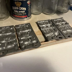 (2) Vintage John Wright 1990s Candy Lollipop Chocolate Molds Cast Iron Christmas - Picture 1 of 7