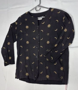 Mark Fore And Strike Women’s 100%Cotton Blouse  Stars And Moons Witchy Wizard - Picture 1 of 11