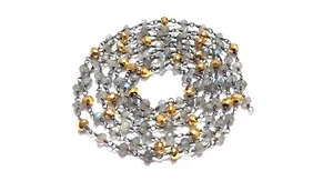 Labradorite, Gold Pyrite Black Chain Rondelle Faceted 3-4mm Natural Beads 5 Feet - Picture 1 of 8