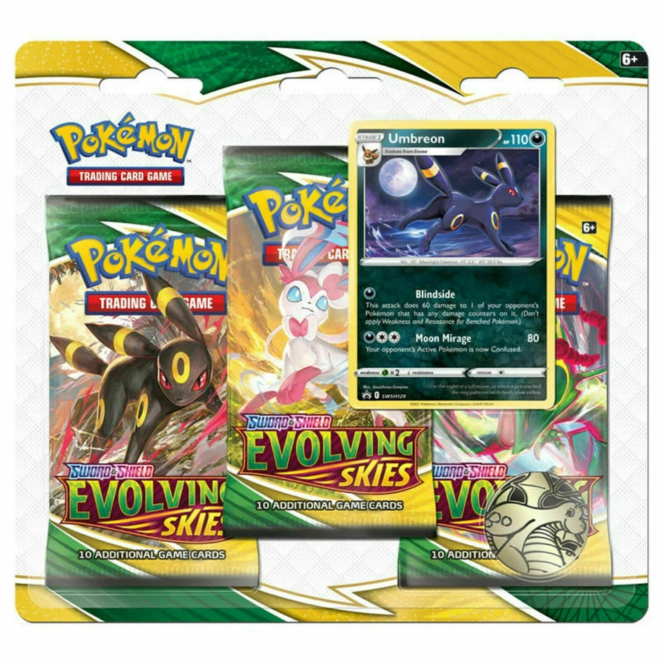 Pokemon TCG Sword & Shield Evolving Skies 3 Pack Blister + Umbreon Promo Card - Image 1 of 1
