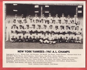 1961   NEW YORK YANKEES    8 X 10   GLOSSY     TEAM PHOTO - Picture 1 of 2