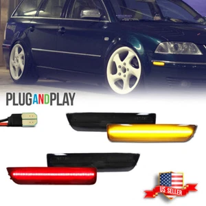 4x Smoke LED Front & Rear Fender Side Marker Lights For 2001-2005 VW Passat B5.5 - Picture 1 of 12