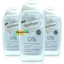 3x Femfresh 0% Sensitive Intimate Wash Soap & Fragrance Free 250ml