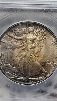 1944 50C Walking Liberty Half Dollar, IGC Mint State 65, Beautiful Toner!!! - Image 1 of 4