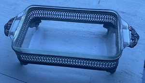 Anchor Hocking Clear Glass Baking Dish 1 Qt 6 x 9" Casserole with Metal Carrier - Picture 1 of 6