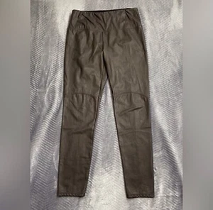 Lysse Pants Large Leggings Vegan Faux Leather Dark Brown Slimming - Picture 1 of 9